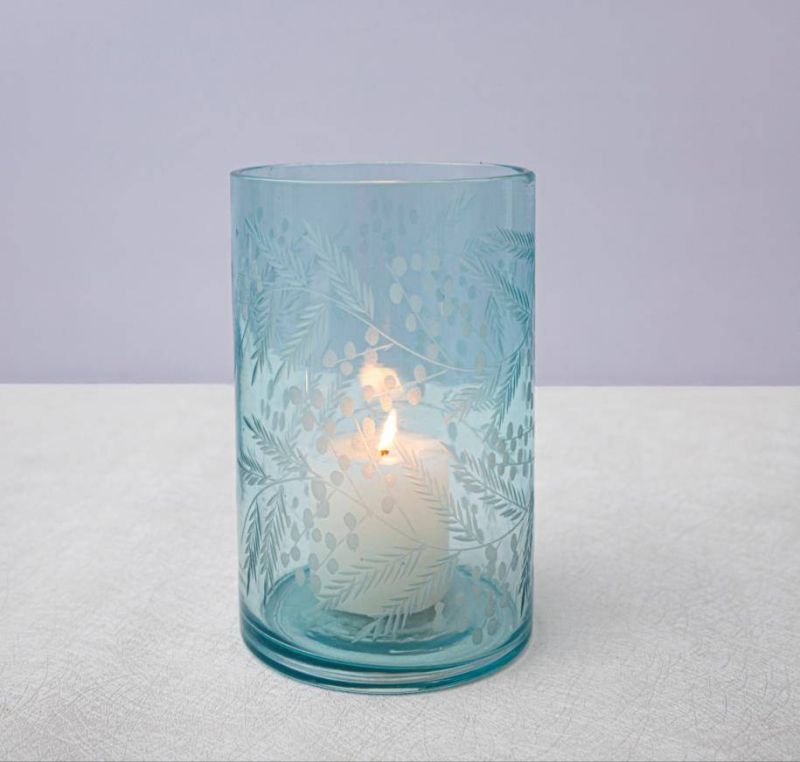 Green Glass Tea Light Candle Holder