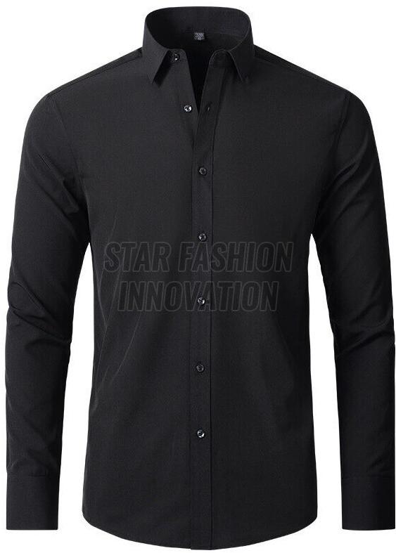 Mens Cotton Plain Black Full Sleeve Shirt