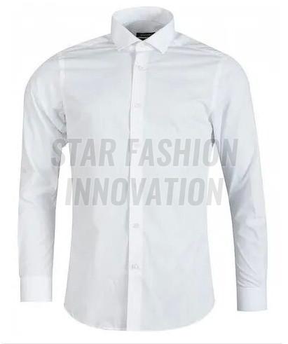 Mens Plain White Slim Fit Cotton Shirt