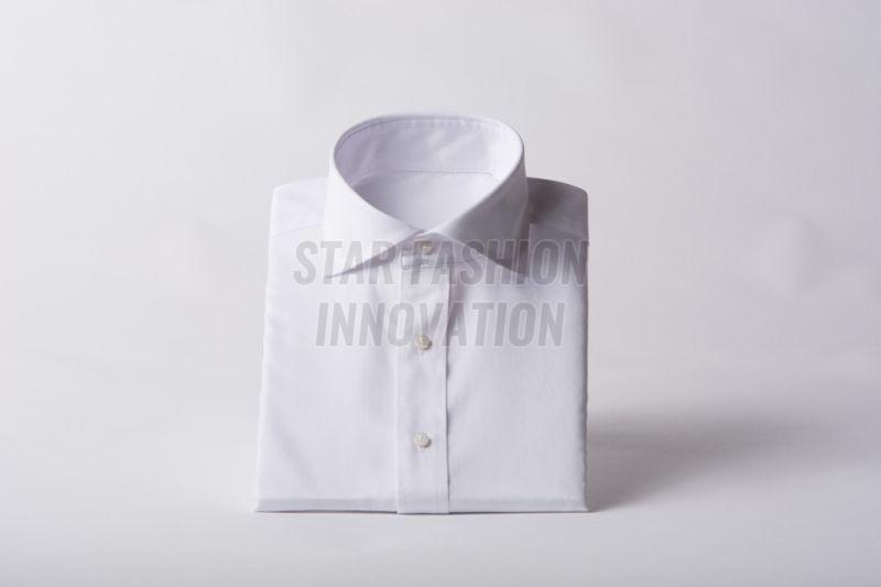 Mens White Plain Cotton Shirt