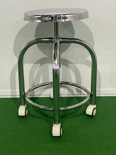 Polished Round Stainless Steel Wheel Stool