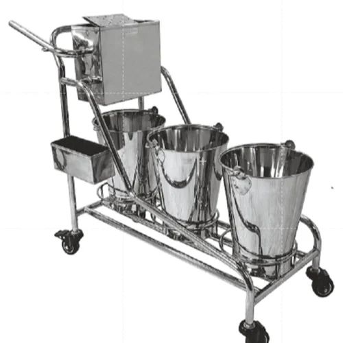 Polished Stainless Steel Mopping Trolley