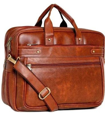 Plain Light Brown Office Leather Bag