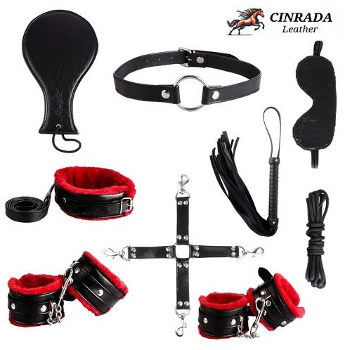 Black & Red Leather BDSM Kit