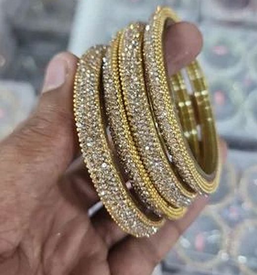 2.4 Inch Golden Glass Bangles