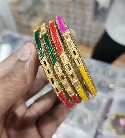 2.4 Inch Multicolor Glass Bangles Set