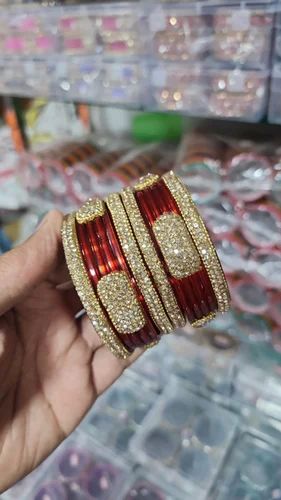 2.4 Inch Red Glass Bangles Set