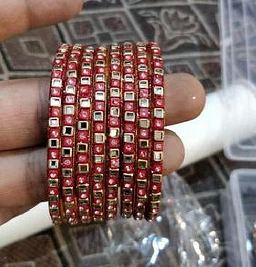 2.4 Inch Red Metal Bangles