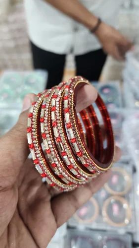 2.8 Inch Red Glass Bangles