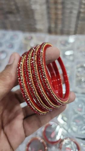 2.8 Inch Red Glass Bangles Set