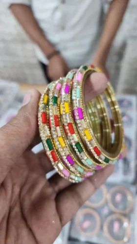 Multi Color Stone Work Glass Bangles
