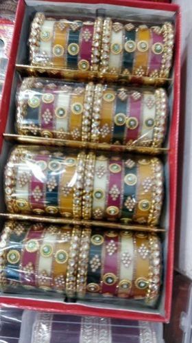 Multicolor Stone Work Chuda Set