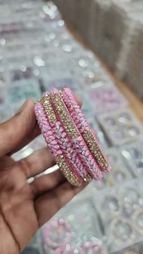 Pink Glass Bangles Set