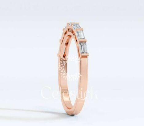 Rose Gold Celestick Facade Baguette Half Eternity Lab Grown Diamond Ring