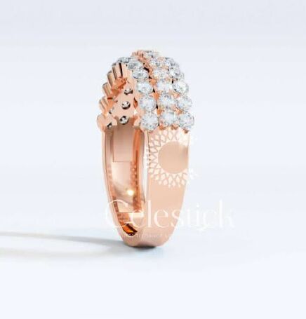 Rose Gold Celestick Pave Wide Half Eternity Lab Grown Diamond Ring