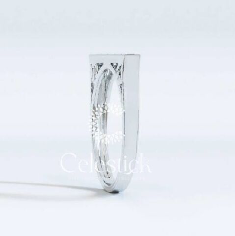 White Gold Celestick Pristine Baguette Lab Grown Diamond Bar Ring