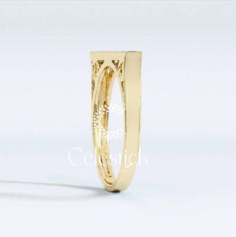 Yellow Gold Celestick Pristine Baguette Lab Grown Diamond Bar Ring