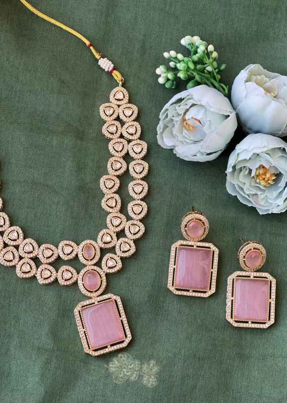 Ladies Pink Party Designer Necklace Set