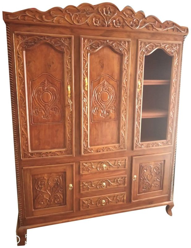 182X92X769 Inch Brown Antique Wooden Almirah