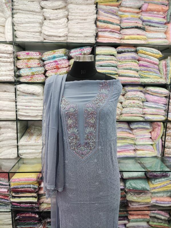 Cotton Grey Embroidered Unstitched Suit