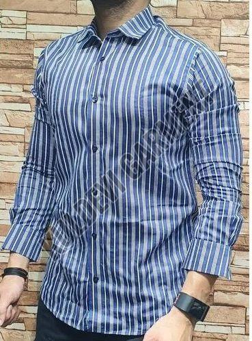 Mens Linen Full Sleeve Striped Shirt