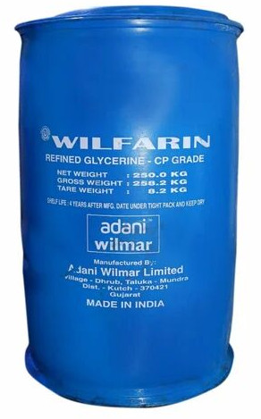 250 Litre Adani Wilmar CP Grade Refined Glycerine