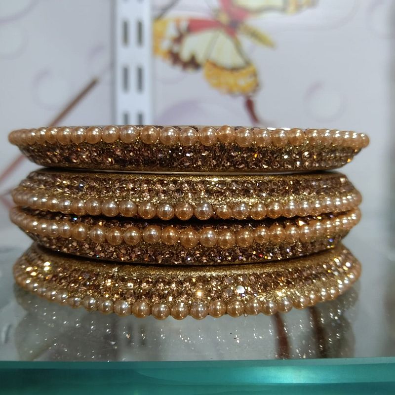 Golden Pearl Work Lac Bangle Set