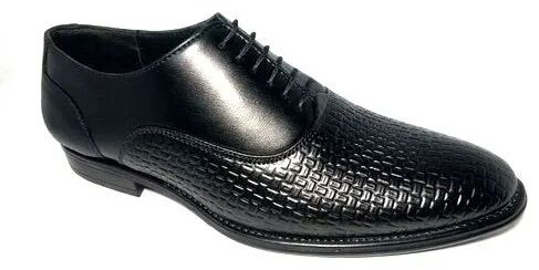 Mens Black Party Wear Lace Up Leather Shoes