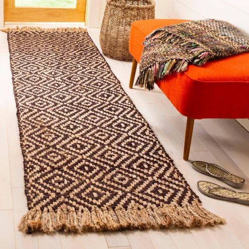 Hand Woven Brown Entryway Runner Rug