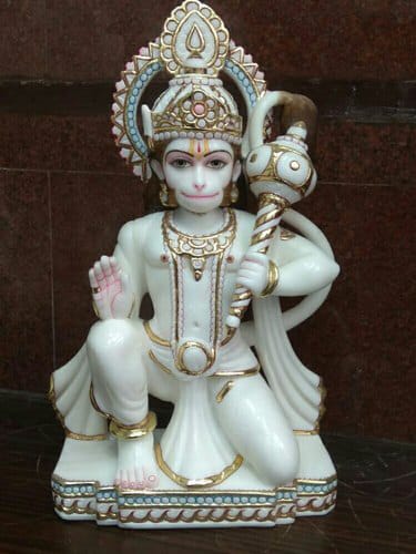 2 Feet Marble Sitting Hanuman Statue