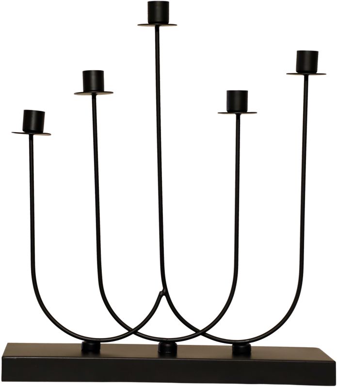 5 Arm Black Metal Candle Stand