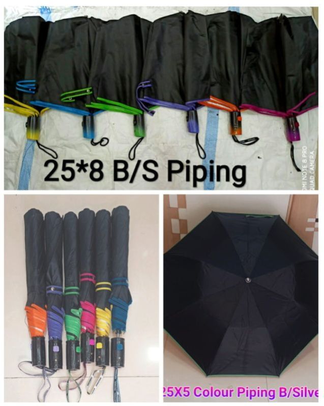25x8 Inches Black Silver Piping Umbrella