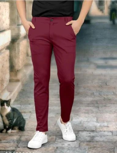 Men Solid Casual Trousers