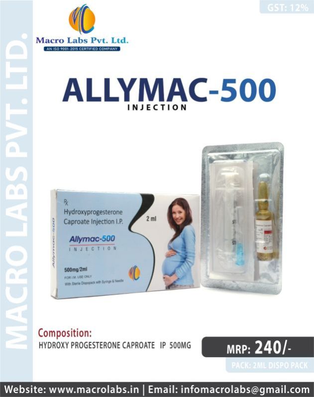 HYDROXY PROGESTERONE 500 MG ALLYMAC 250 INJ