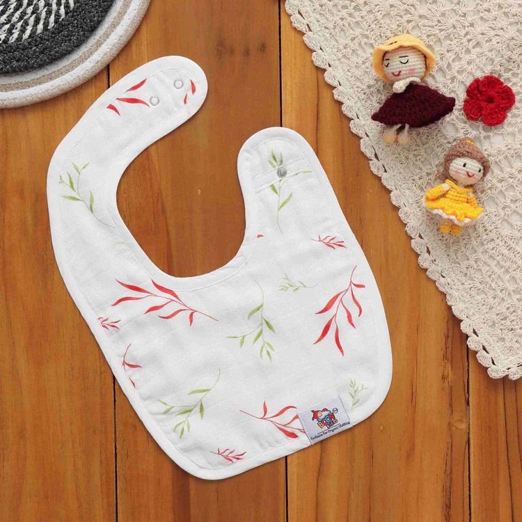 Leaf Print Cotton Baby Bib