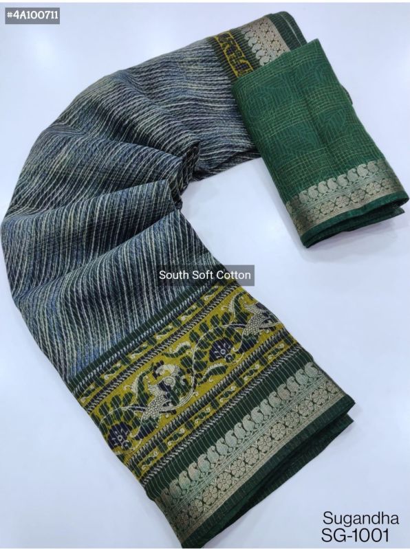 Ladies South Casual Wear Cotton Saree