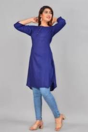 Ladies Navy Blue Cotton Kurti