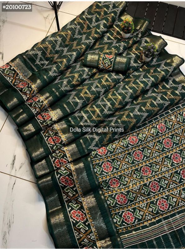 Ladies Digital Print Dola Silk Saree