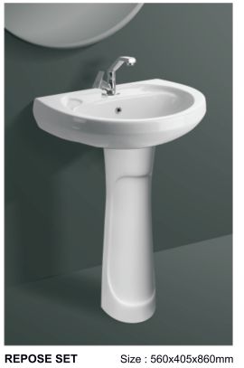 White Repose Set Pedestal Wash Basin