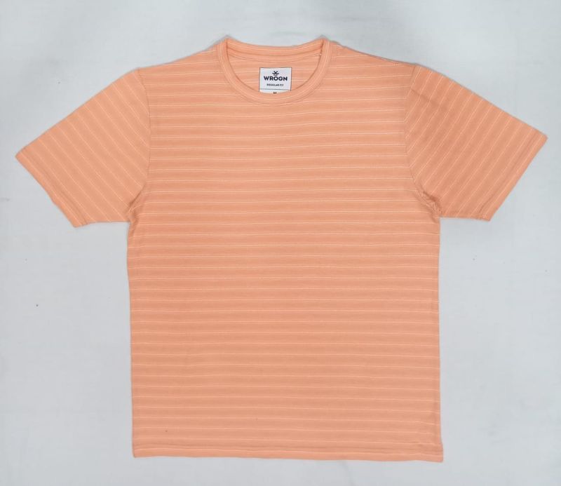 Mens Peach Plain T Shirt