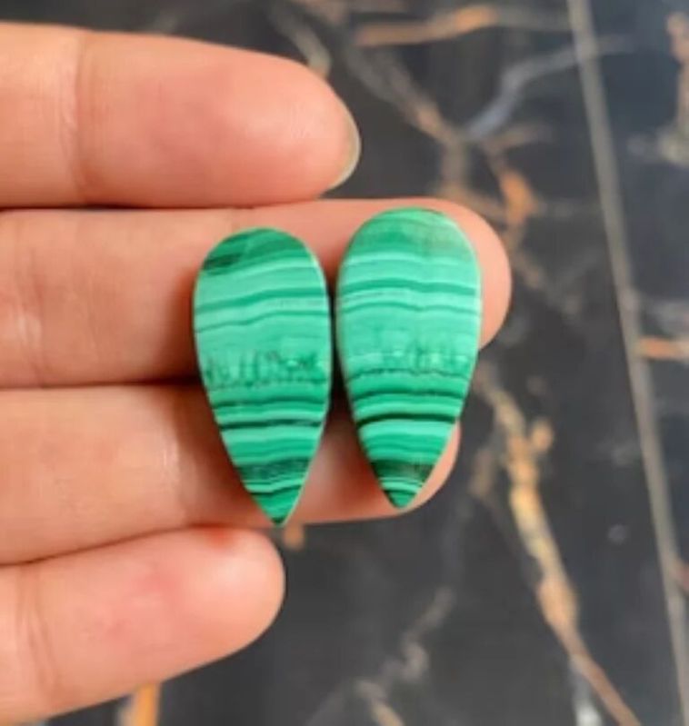 Natural Malachite pair Loose Cabochon Gemstone