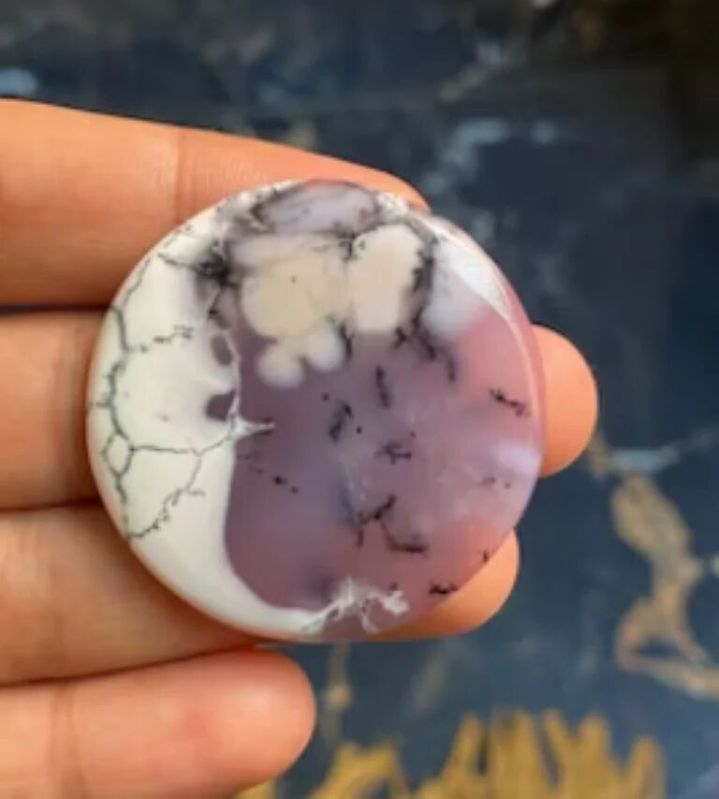 Round Natural Dendritic Cabochon Gemstone