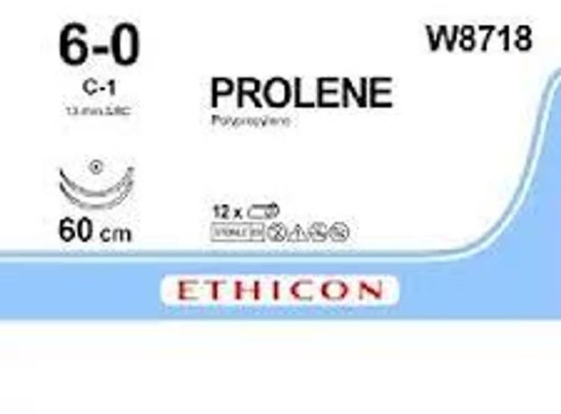 Ethicon W8718 Prolene 6-0 Blue Monofilament Suture