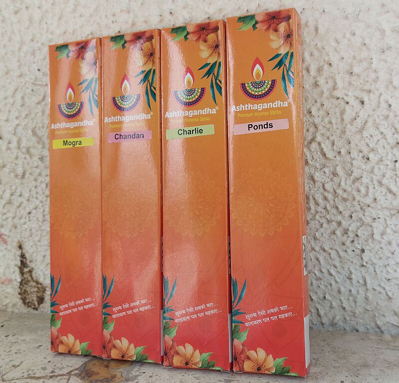 Mogra Chandan Charlie Ponds Ashthagandha Premium Incense Sticks Combo Pack