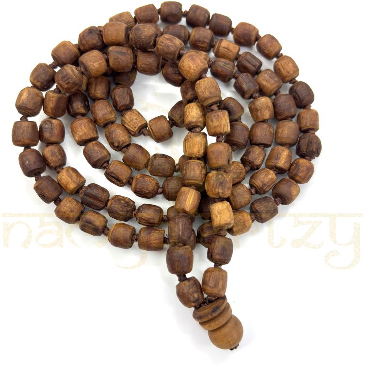 108 Carved Rough Beads Tulsi Mala