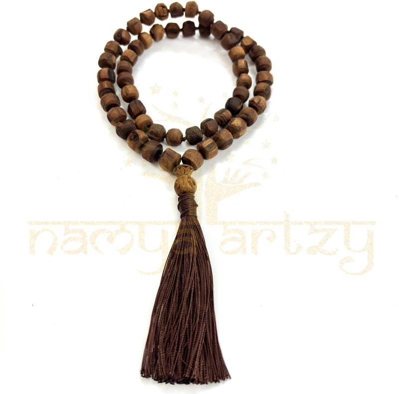 Rough Carved Neck Beads Tulsi Mala