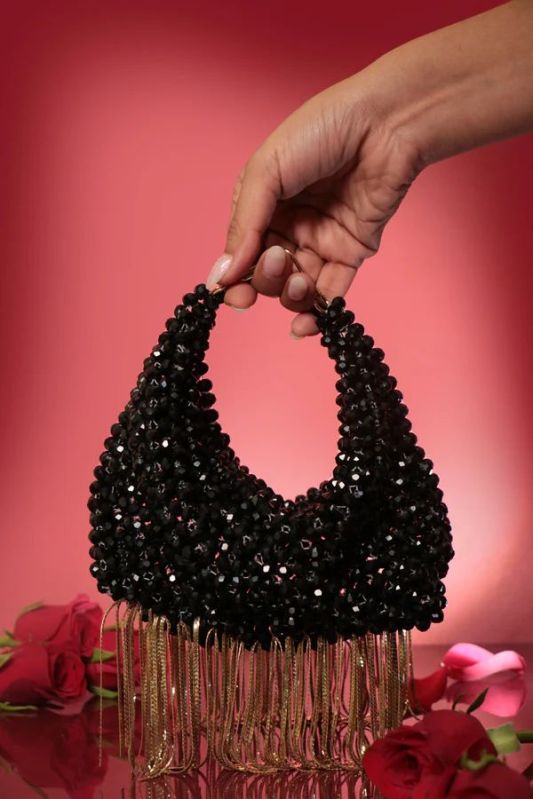 Ladies Black Ramsey Crystal Boat Hand Bag