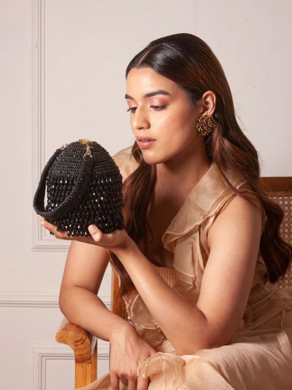 Ladies Black Starry Roohi Bucket Hand Bag