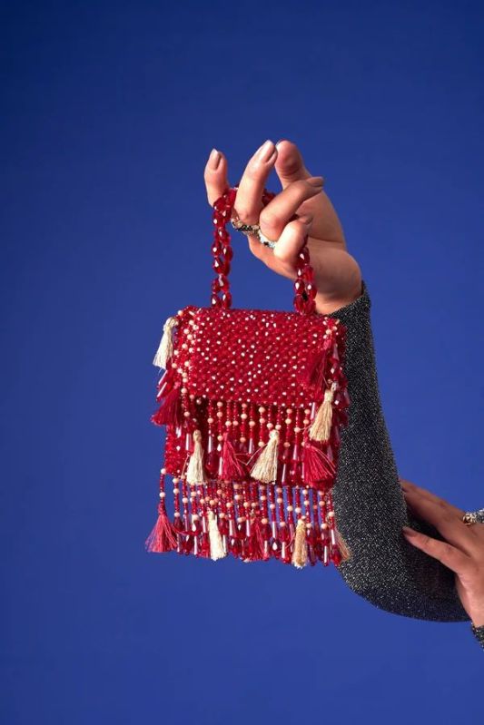 Ladies Red Daphne Crystal Hand Bag