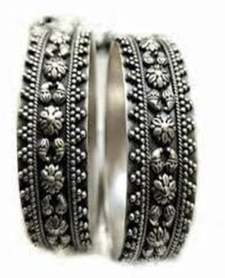 Temple Silver Bangles